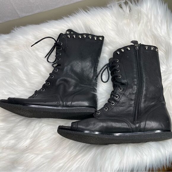 Donald Pliner Open Toe Ghalib Studded Gladiator Boots Black 7 - Picture 8 of 9